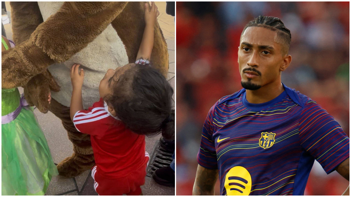 Raphinha slammed Disneyland Paris over a mascot deliberately ignoring his two-year-old son Gael while greeting other children. Image credit: Instagram/Reuters Raphinha slammed Disneyland Paris over a mascot deliberately ignoring his two-year-old son Gael while greeting other children. Image credit: Instagram/Reuters