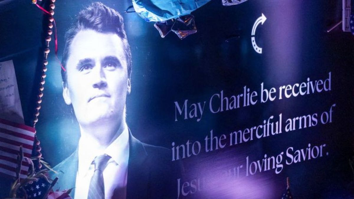 A memorial for Charlie Kirk at Turning Point USA headquarters in Phoenix, Arizona. Pic: Reuters
 A memorial for Charlie Kirk at Turning Point USA headquarters in Phoenix, Arizona. Pic: Reuters