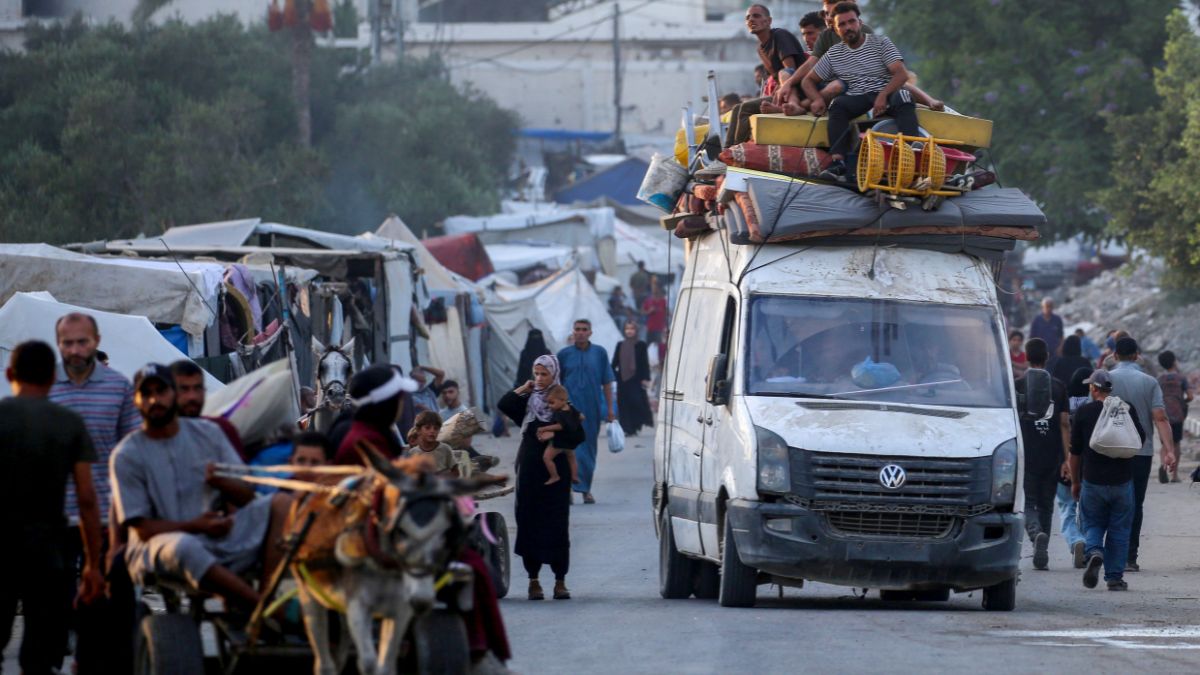 Displaced Palestinians fleeing Gaza City arrive in the Bureij camp for refugees in the central Gaza Strip on September 21, 2025. Image- AFP Displaced Palestinians fleeing Gaza City arrive in the Bureij camp for refugees in the central Gaza Strip on September 21, 2025. Image- AFP