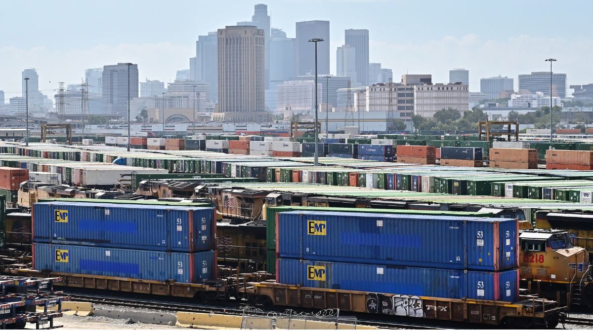 Shipping containers are seen at the rail yard at the LATC-Union Pacific Los Angeles Transportation Center on September 2, 2025 in Los Angeles. Image-AFP Shipping containers are seen at the rail yard at the LATC-Union Pacific Los Angeles Transportation Center on September 2, 2025 in Los Angeles. Image-AFP
