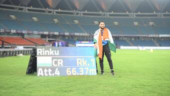 Rinku Hooda won the Men's Javelin Throw F46 gold medal at the World Para Athletics Championships 2025 in Delhi. Image: World Para Athletics Championships
