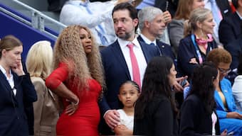Serena Williams and her husband Alexis Ohanian during a football match in 2024. Image: Reuters

