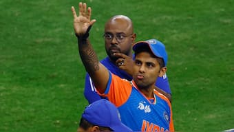 Suryakumar Yadav expressed surprise at the Asian Cricket Council not handing over the Asia Cup trophy to the Indian team despite winning against Pakistan in the final. Image: Reuters
