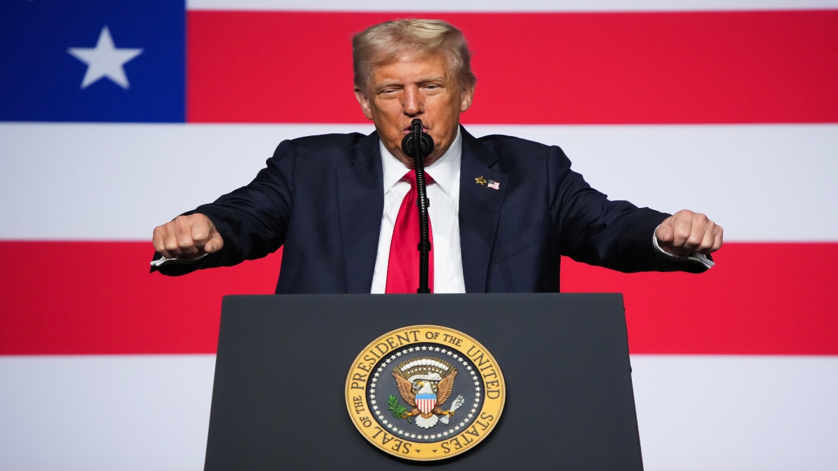 President Donald Trump speaks to a gathering of top US military commanders at Marine Corps Base Quantico, on Tuesday, in Quantico, Va. AP President Donald Trump speaks to a gathering of top US military commanders at Marine Corps Base Quantico, on Tuesday, in Quantico, Va. AP