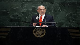 Israeli Prime Minister Benjamin Netanyahu addresses the 80th United Nations General Assembly (UNGA) at UN headquarters in New York City, US, on Friday. Reuters