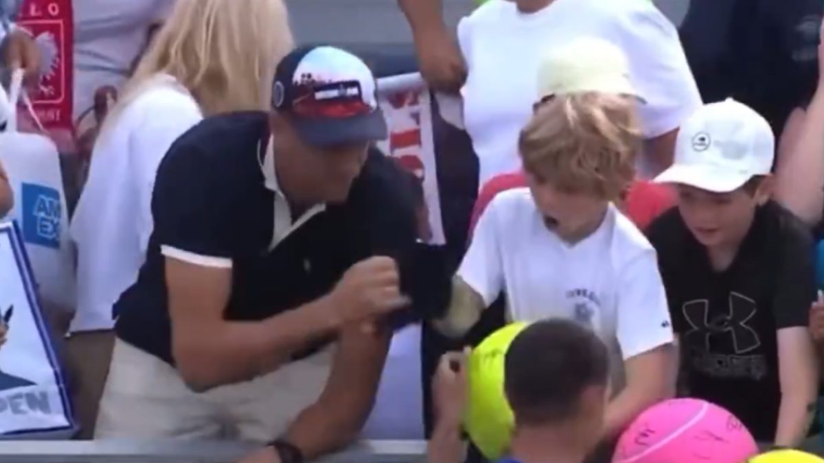 A rich CEO Piotr Szczerek was seen snatching a hat off a young boy at the US Open 2025. Image: US Open
A rich CEO Piotr Szczerek was seen snatching a hat off a young boy at the US Open 2025. Image: US Open
A rich CEO Piotr Szczerek was seen snatching a hat off a young boy at the US Open 2025. Image: US Open
A rich CEO Piotr Szczerek was seen snatching a hat off a young boy at the US Open 2025. Image: US Open