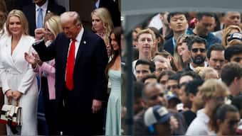 US president Donald Trump faced a hostile welcome during US Open final. Images: Reuters
