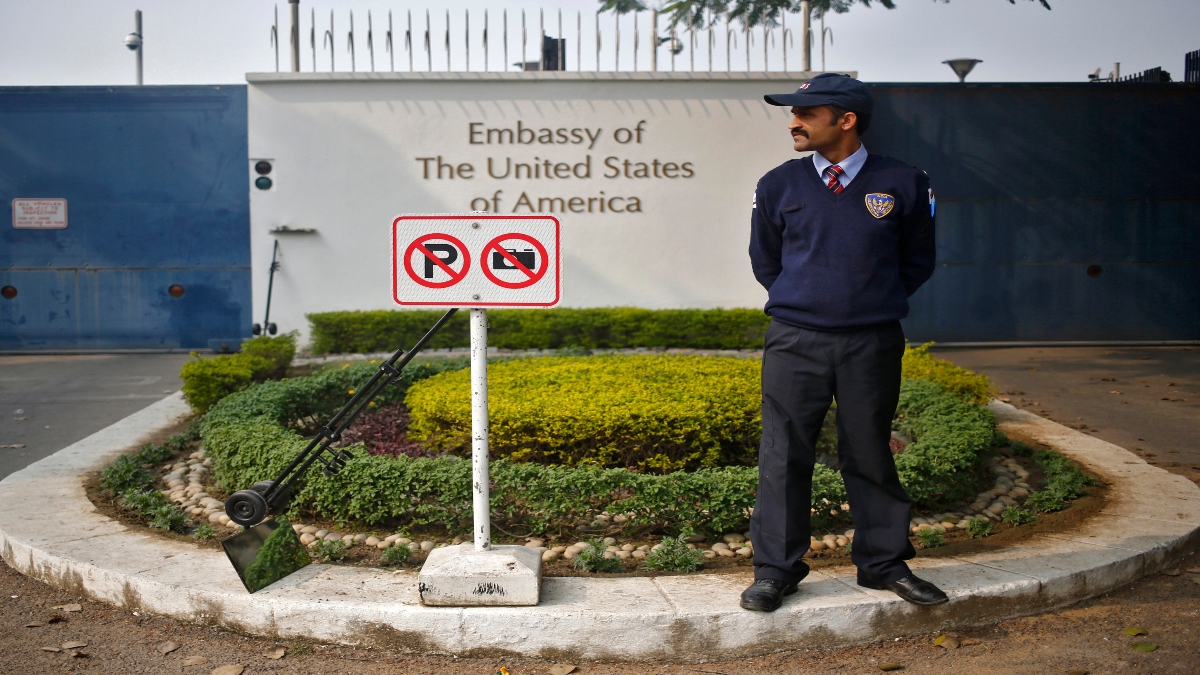 A private security guard stands outside the U.S. embassy in New Delhi on December 18, 2013. Reuters File A private security guard stands outside the U.S. embassy in New Delhi on December 18, 2013. Reuters File