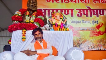 Activist Manoj Jarange Patil during his indefinite hunger strike demanding Maratha reservation, at Azad Maidan, in Mumbai, August 29, 2025. PTI