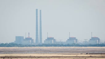 A view shows Zaporizhzhia Nuclear Power Plant from the bank of Kakhovka Reservoir near the town of Nikopol after the Nova Kakhovka dam breached, amid Russia's attack on Ukraine, in Dnipropetrovsk region, Ukraine June 16, 2023. REUTERS