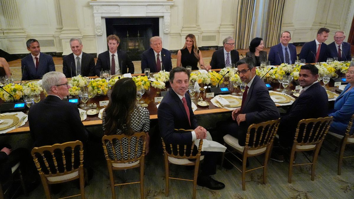 Donald Trump hosted the grand dinner at the White House State Dining Room. AP
Donald Trump hosted the grand dinner at the White House State Dining Room. AP
