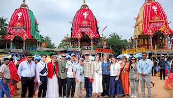 The ten-member student delegation witnessing the vibrant Rath Yatra festivities and celebration of Jagannath festival in  Bhubaneshwar
