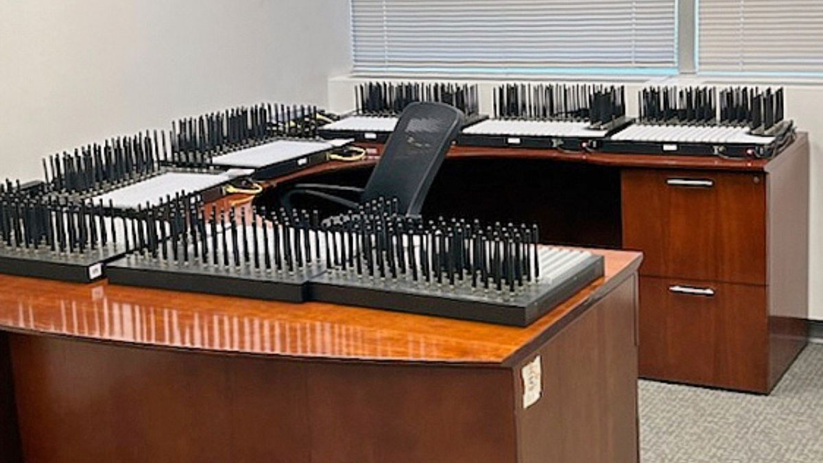 This photo provided by the US Secret Service in New York, shows servers on desks at the location where they were seized by the agency. AP This photo provided by the US Secret Service in New York, shows servers on desks at the location where they were seized by the agency. AP