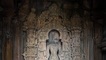 Vishnu idol in Khajuraho whose head has been broken off, most likely by a mediaeval iconoclast. Image: X/@ImAtulp