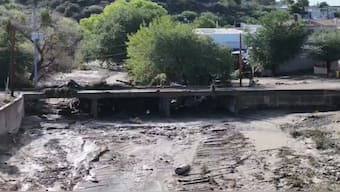  Damage from flooding in Globe, Ariz., is seen on Saturday morning, Sept. 27, 2025. AP