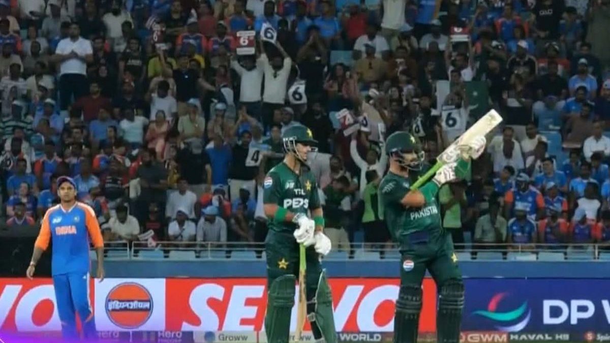 Sahibzada Farhan doing a gun celebration after scoring a fifty against India. Image: SonyLiv Sahibzada Farhan doing a gun celebration after scoring a fifty against India. Image: SonyLiv