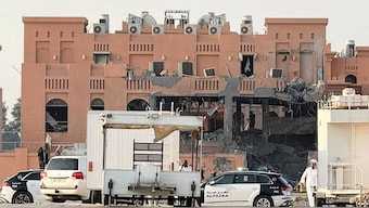 A damaged building, following an Israeli attack on Hamas leaders, according to an Israeli official, in Doha, Qatar, on September 9.  The IDF targeted Hamas’s leadership in Qatar in Operation Summit of Fire. Reuters