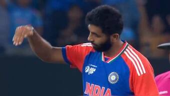 Jasprit Bumrah responds to Haris Rauf's taunt with plane crash celebration. Image: SonyLiv
