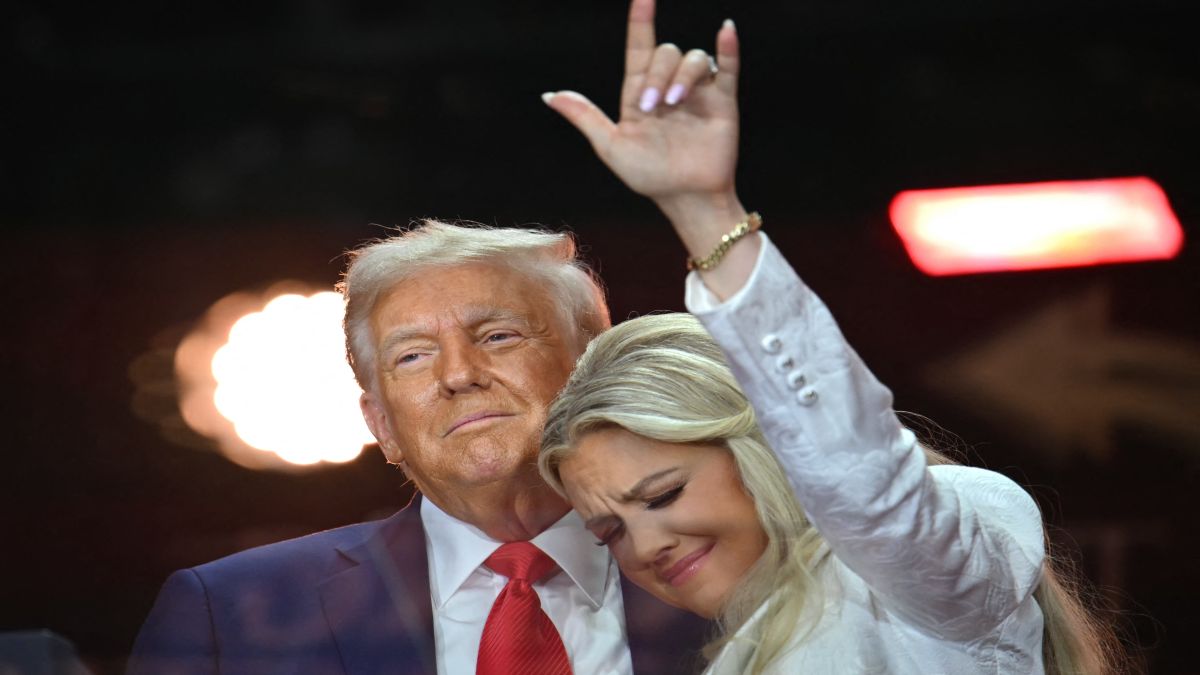 US President Donald Trump reacts next to Erika Kirk, widow of Charlie Kirk, after speaking at the public memorial service for right-wing activist Charlie Kirk at State Farm Stadium in Glendale, Arizona. AFP US President Donald Trump reacts next to Erika Kirk, widow of Charlie Kirk, after speaking at the public memorial service for right-wing activist Charlie Kirk at State Farm Stadium in Glendale, Arizona. AFP