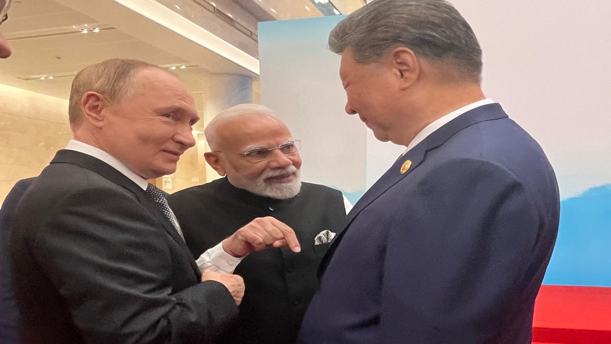 Prime Minister Narendra Modi shares a moment with China's Xi Jinping and Russia's Vladimir Putin at the SCO Summit in Tianjin. Image Courtesy: @narendramodi/X Prime Minister Narendra Modi shares a moment with China's Xi Jinping and Russia's Vladimir Putin at the SCO Summit in Tianjin. Image Courtesy: @narendramodi/X