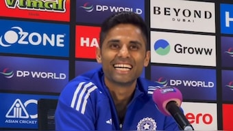 Suryakumar Yadav at the pre-match press conference in Dubai. Image: X