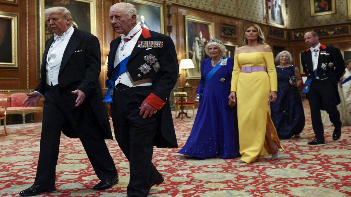 US President Donald Trump and Britain's King Charles III arrive to attend a state banquet at Windsor Castle. AFP US President Donald Trump and Britain's King Charles III arrive to attend a state banquet at Windsor Castle. AFP