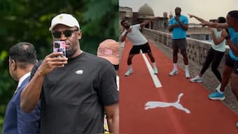 Usain Bolt is in India to promote a sports apparel brand. Images: PTI/DD India