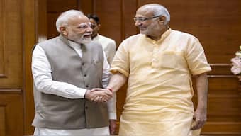 Prime Minister Narendra Modi with Maharashtra Governor CP Radhakrishnan during a meeting, in New Delhi.. Image Courtesy: @narendramodi/X