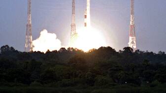 Isro’s ‘Bahubali’ rocket lifts off from Sriharikota with heaviest satellite CMS-03 on board. File image/Reuters