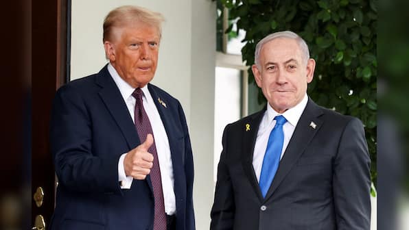 general US President Donald Trump gives a thumbs up as he welcomes Israeli Prime Minister Benjamin Netanyahu at the White House in Washington, DC. File image/Reuters