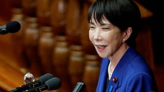 FILE PHOTO: Japan's new Prime Minister Sanae Takaichi delivers her first policy speech in parliament, in Tokyo, Japan, October 24, 2025. REUTERS/Kim Kyung-Hoon/File Photo