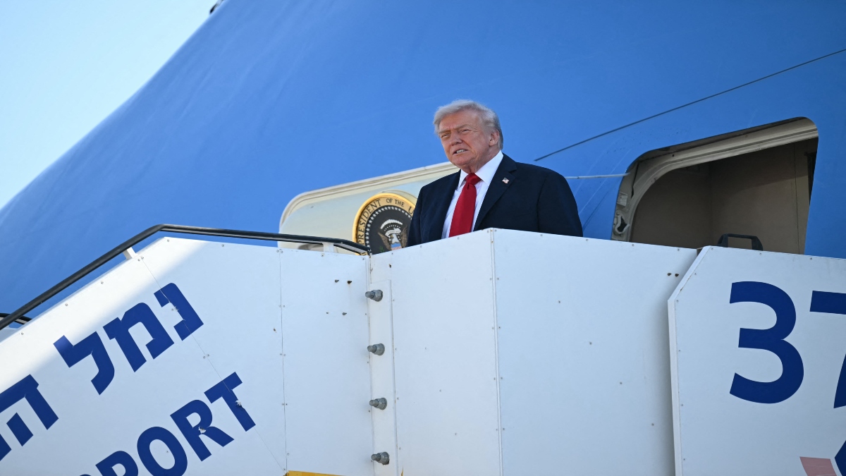 US President Donald Trump disembarks from Air Force One upon arrival at Ben Gurion Airport on the outskirts of Lod near Tel Aviv on October 13, 2025, as he travels to Israel and Egypt. AFP US President Donald Trump disembarks from Air Force One upon arrival at Ben Gurion Airport on the outskirts of Lod near Tel Aviv on October 13, 2025, as he travels to Israel and Egypt. AFP