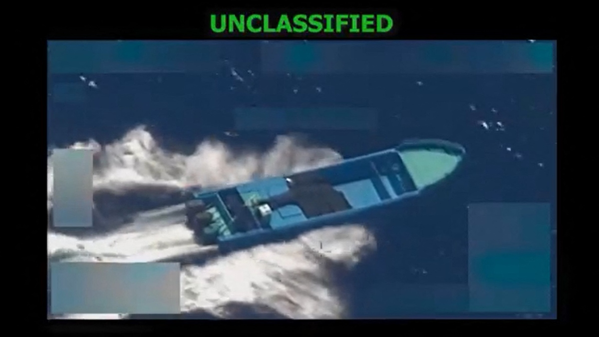 This screen grab from a video posted by US Defense Secretary Pete Hegseth on his X account on October 22, 2025, shows what Hegseth says is US military forces conducting a strike on a vessel being operated by a "designated terrorist organization conducting narco-trafficking" in the Eastern Pacific Ocean on October 21, 2025. AFP This screen grab from a video posted by US Defense Secretary Pete Hegseth on his X account on October 22, 2025, shows what Hegseth says is US military forces conducting a strike on a vessel being operated by a "designated terrorist organization conducting narco-trafficking" in the Eastern Pacific Ocean on October 21, 2025. AFP