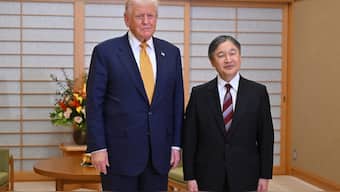 US President Donald Trump meets with Japan's Emperor Naruhito at the Imperial Palace in Tokyo on October 27, 2025. Donald Trump arrived in Japan on October 27, the next leg of an Asia tour that could see the US president and China's Xi Jinping end the bruising trade war between the world's largest economies. (Photo by Kazuhiro NOGI / POOL / AFP)