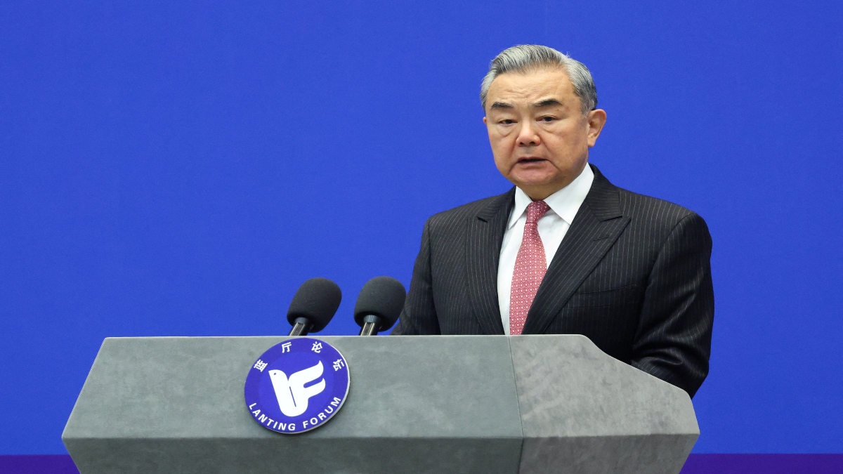 Chinese Foreign Minister Wang Yi delivers his speech at the opening ceremony of the Lanting Forum in Beijing, China, on Monday. Reuters file Chinese Foreign Minister Wang Yi delivers his speech at the opening ceremony of the Lanting Forum in Beijing, China, on Monday. Reuters file