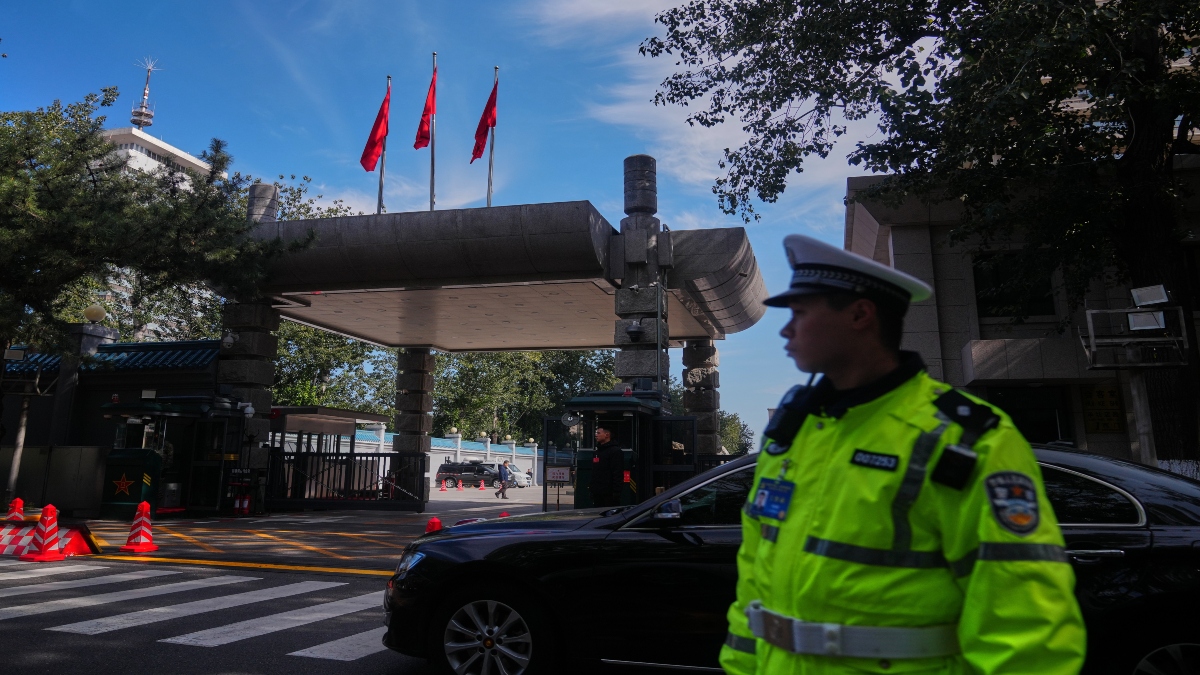 Chinese security personnel stand guard at the entrance to the Jingxi Hotel where the Communist Party's Central Committee is holding its fourth plenum, in Beijing, on October 20, 2025. AP File Chinese security personnel stand guard at the entrance to the Jingxi Hotel where the Communist Party's Central Committee is holding its fourth plenum, in Beijing, on October 20, 2025. AP File