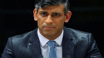 British Prime Minister Rishi Sunak delivers a speech outside Number 10 Downing Street, in London, Britain, on May 22, 2024. Reuters File