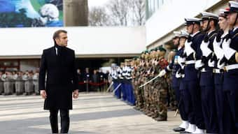 French President Emmanuel Macron reviews troops during a military ceremony in Cesson-Sevigne, near Rennes, France, on January 20, 2025. (Photo: Stephane Mahe/Pool/Reuters)
