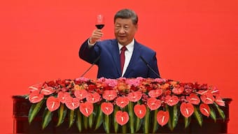 China’s President Xi Jinping gives a toast at a reception in the Great Hall of the People, following a military parade marking the 80th anniversary of victory over Japan and the end of World War II, in Beijing on September 3, 2025. (Photo: Jade Gao/AFP)