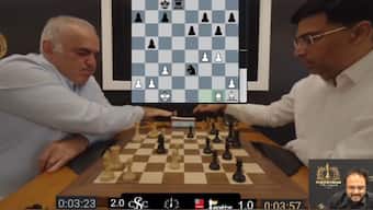 Garry Kasparov and Vishy Anand are currently engaged in a 12-game battle at the Clutch Chess: Legends 2025. Image: ChessBase India