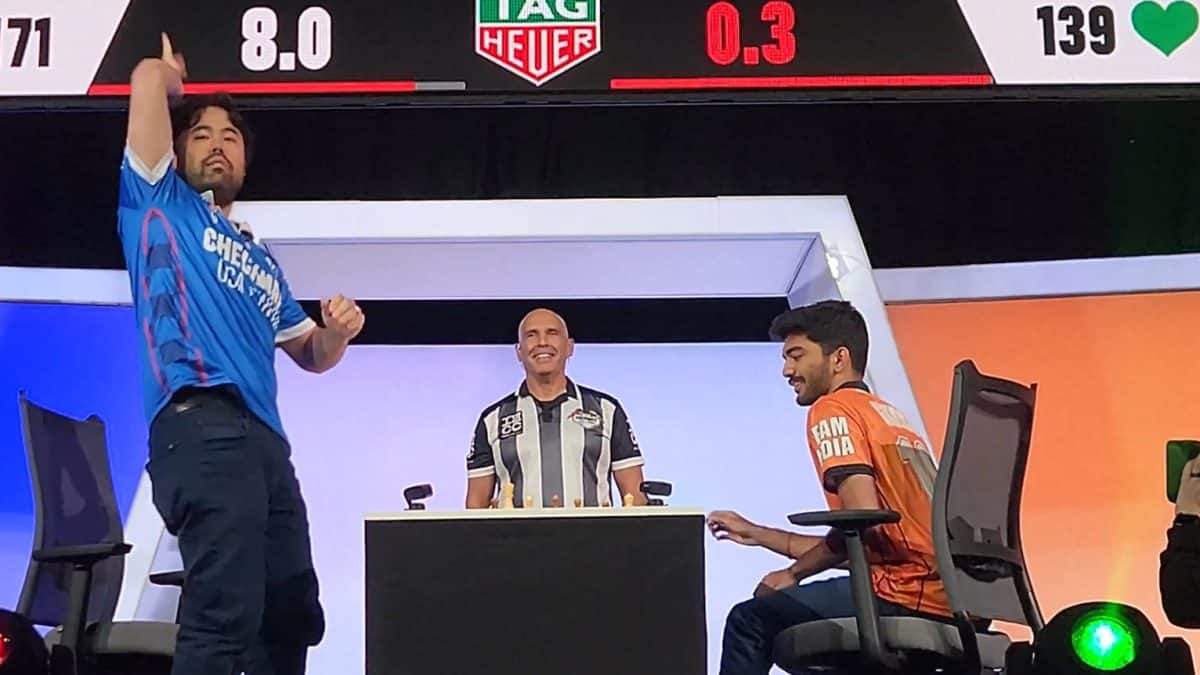 Nakamura celebrates win over Gukesh by throwing chess piece to fans as USA thrash India 5-0 in exhibition match