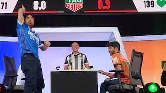 Hikaru Nakamura tosses a piece to fans to celebrate beating D Gukesh and India in chess. Image: Chess.com