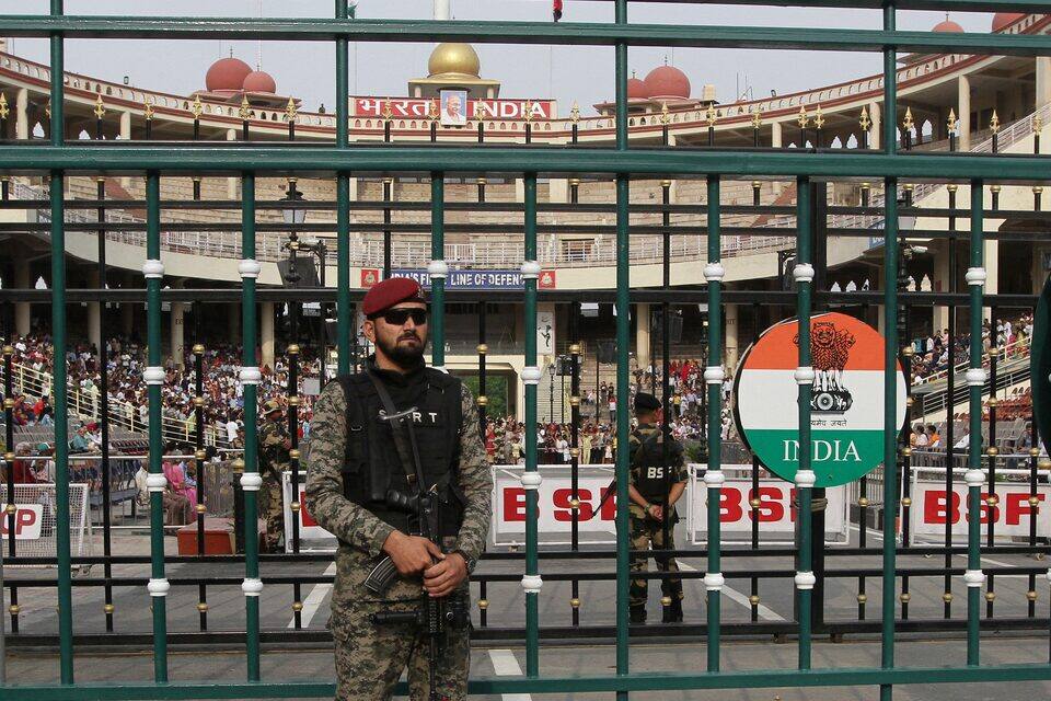 A Pakistan Ranger stands guard before the start of a parade at the Pakistan-India joint check post at Wagah border, near Lahore, Pakistan. File image/Reuters