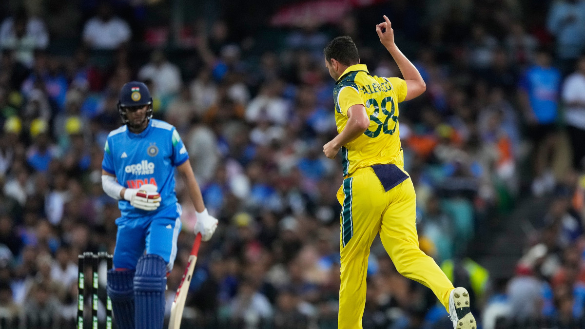 Australian pacer Josh Hazlewood celebrates after dismissing India's Shubman Gill during the second T20I in Melbourne. AP Australian pacer Josh Hazlewood celebrates after dismissing India's Shubman Gill during the second T20I in Melbourne. AP