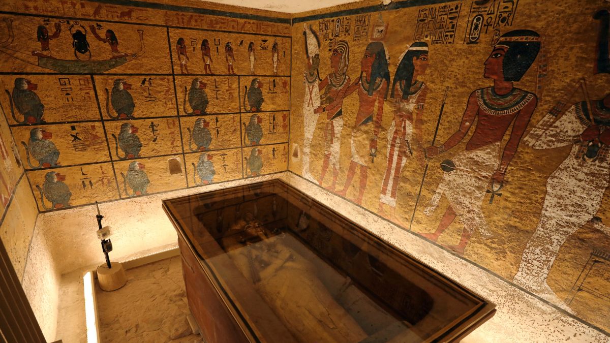 The sarcophagus of boy pharaoh King Tutankhamun is on display in his newly renovated tomb in the Valley of the Kings in Luxor, Egypt, January 31, 2019. File Image/Reuters