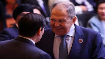 Russia's Foreign Minister Sergei Lavrov reacts as he talks to US Secretary of State Marco Rubio during the 15th East Asia Summit Foreign Ministers' Meeting at the Convention Centre in Kuala Lumpur, Malaysia on July 11, 2025. Reuters File