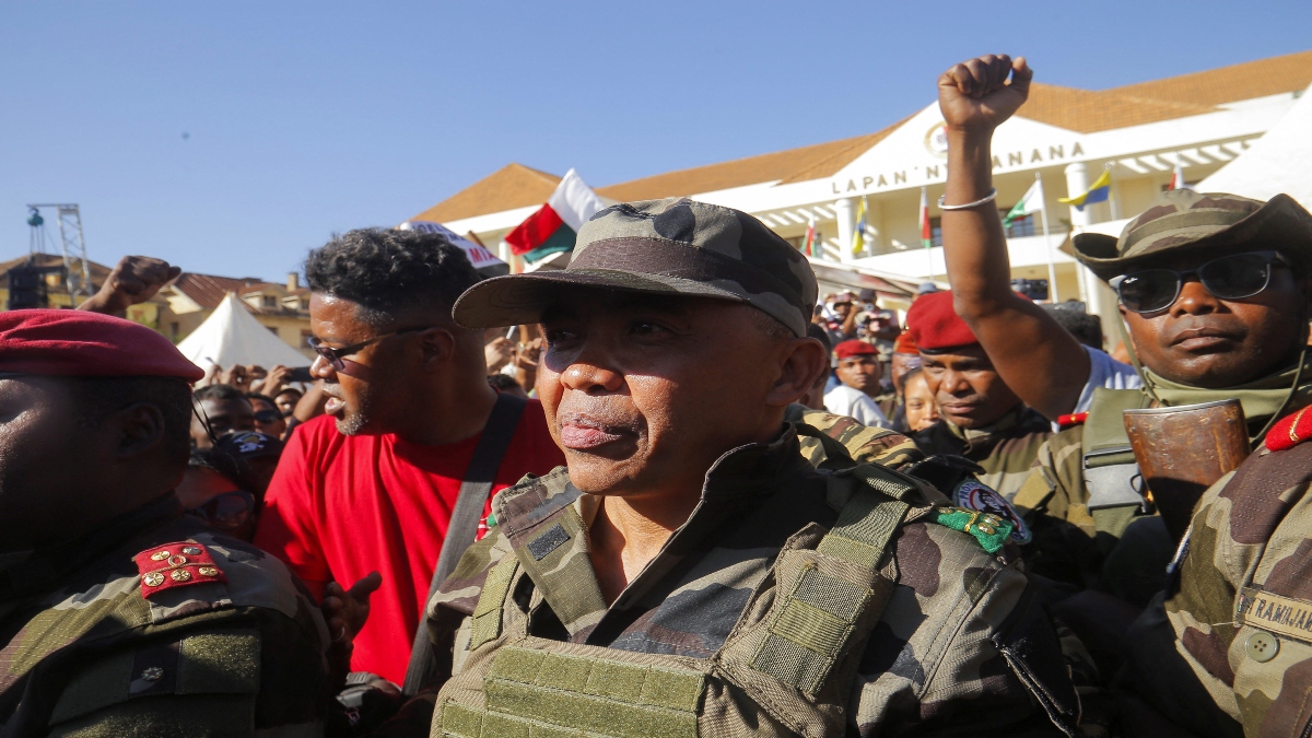 Colonel Michael Randrianirina arrives with members of the military to join protesters gathered outside the town hall on Independence Avenue during a nationwide youth-led demonstration against frequent power outages and water shortages, in Antananarivo, Madagascar, on Tuesday. Reuters Colonel Michael Randrianirina arrives with members of the military to join protesters gathered outside the town hall on Independence Avenue during a nationwide youth-led demonstration against frequent power outages and water shortages, in Antananarivo, Madagascar, on Tuesday. Reuters