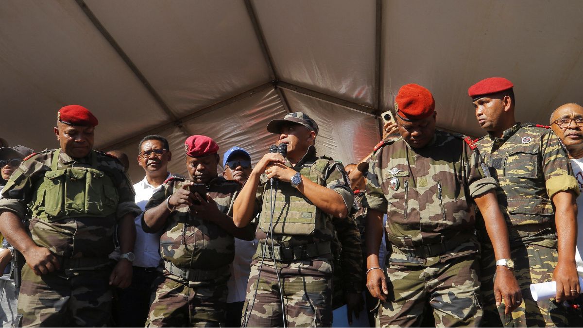 Colonel Michael Randrianirina addresses protesters gathered outside the town hall on Independence Avenue during a nationwide youth-led demonstration against frequent power outages and water shortages, in Antananarivo, Madagascar, October 14, 2025. File Image/Reuters Colonel Michael Randrianirina addresses protesters gathered outside the town hall on Independence Avenue during a nationwide youth-led demonstration against frequent power outages and water shortages, in Antananarivo, Madagascar, October 14, 2025. File Image/Reuters