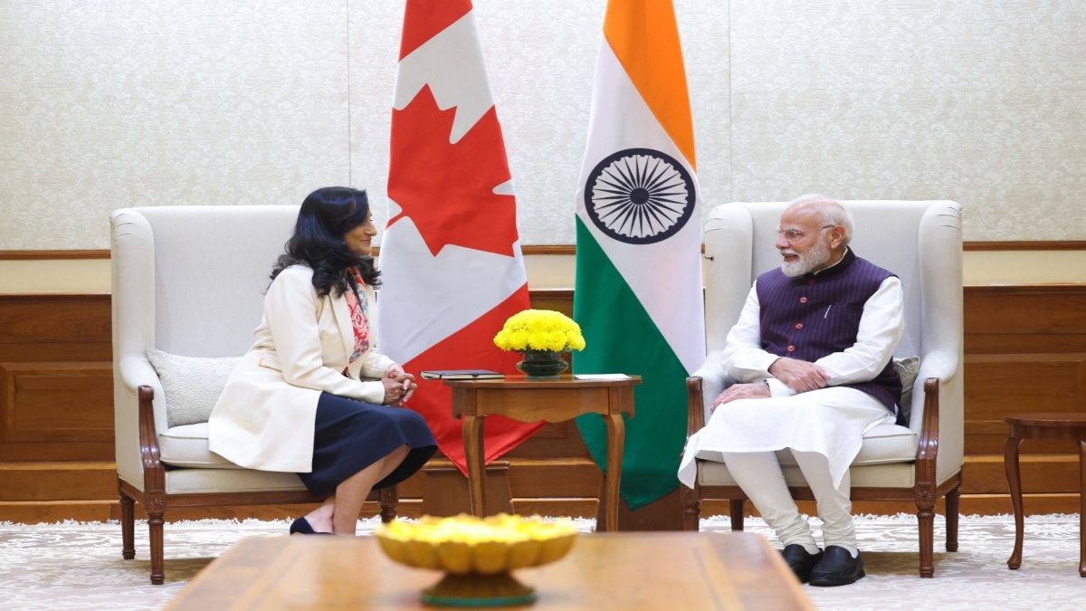 Canadian Foreign Minister Anita Anand met Prime Minister Narendra Modi in New Delhi on Monday. Image Courtesy: @narendramodi Canadian Foreign Minister Anita Anand met Prime Minister Narendra Modi in New Delhi on Monday. Image Courtesy: @narendramodi