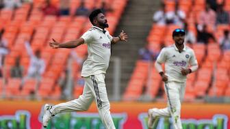 Mohammed Siraj led the way with a haul of 4/40 as India bowled West Indies out for just 162 on Day 1 of the first Test in Ahmedabad. AP